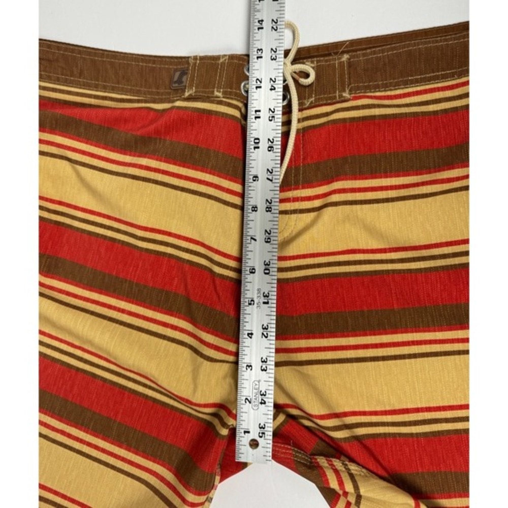 Santa Cruz Board Shorts Mens 36 Brown Red Tan Stripe Surf Swim Trunks Skate‎ - Picture 14 of 16